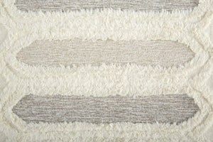HomeRoots 5' Handmade Wool Geometric Area Rug - Modern Ivory Taupe Tan Design, Stain-Resistant & Durable 10' X 14' 512813