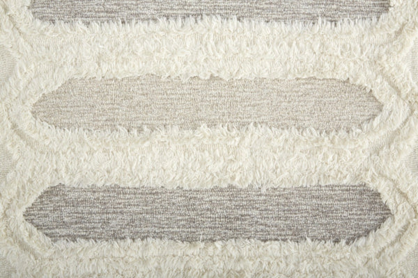 HomeRoots 5' Handmade Wool Geometric Area Rug - Modern Ivory Taupe Tan Design, Stain-Resistant & Durable 10' X 14' 512813