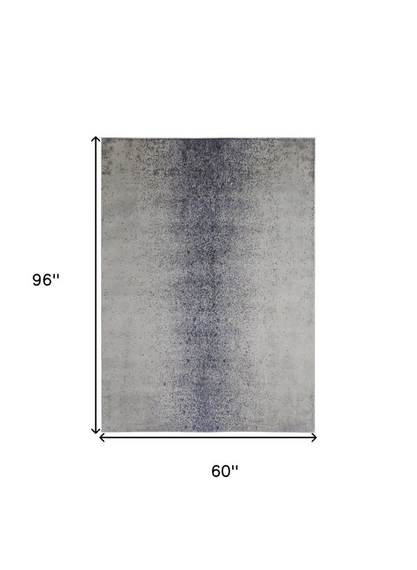 HomeRoots 5' Ivory and Blue Abstract Area Rug - Non-Skid, Power-Loomed Design for Contemporary Interiors 5' X 8' 512817