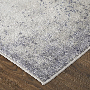 HomeRoots 5' Ivory and Blue Abstract Area Rug - Non-Skid, Power-Loomed Design for Contemporary Interiors 5' X 8' 512817