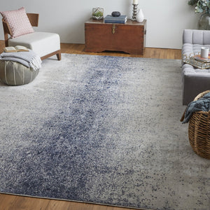 HomeRoots 5' Ivory and Blue Abstract Area Rug - Non-Skid, Power-Loomed Design for Contemporary Interiors 8' X 10' 512818