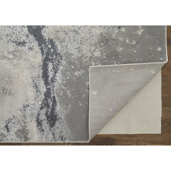 HomeRoots 4' Modern Abstract Area Rug in Ivory, Black & Gray – Durable, Stain-Resistant Design for Any Space 5' X 8' 512835