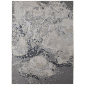 HomeRoots 4' Modern Abstract Area Rug in Ivory, Black & Gray – Durable, Stain-Resistant Design for Any Space 7' X 10' 512837