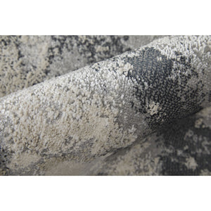 HomeRoots 4' Modern Abstract Area Rug in Ivory, Black & Gray – Durable, Stain-Resistant Design for Any Space 7' X 10' 512837