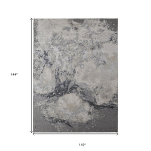 HomeRoots 4' Modern Abstract Area Rug in Ivory, Black & Gray – Durable, Stain-Resistant Design for Any Space 9' X 12' 512838