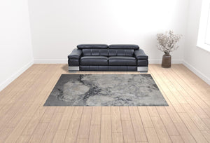 HomeRoots 4' Modern Abstract Area Rug in Ivory, Black & Gray – Durable, Stain-Resistant Design for Any Space 9' X 12' 512838