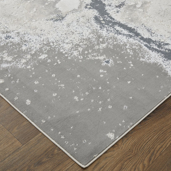 HomeRoots 4' Modern Abstract Area Rug in Ivory, Black & Gray – Durable, Stain-Resistant Design for Any Space 9' X 12' 512838