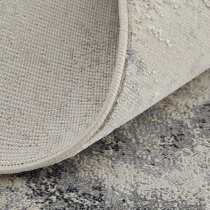 HomeRoots 4' Modern Abstract Area Rug in Ivory, Black & Gray – Durable, Stain-Resistant Design for Any Space 8' Runner 512840