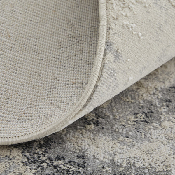 HomeRoots 4' Modern Abstract Area Rug in Ivory, Black & Gray – Durable, Stain-Resistant Design for Any Space 8' Runner 512840