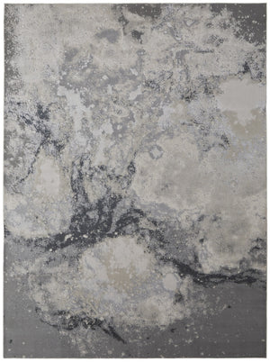 HomeRoots 4' Modern Abstract Area Rug in Ivory, Black & Gray – Durable, Stain-Resistant Design for Any Space 12' X 15' 512841