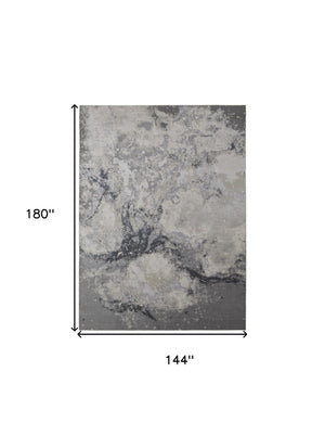 HomeRoots 4' Modern Abstract Area Rug in Ivory, Black & Gray – Durable, Stain-Resistant Design for Any Space 12' X 15' 512841