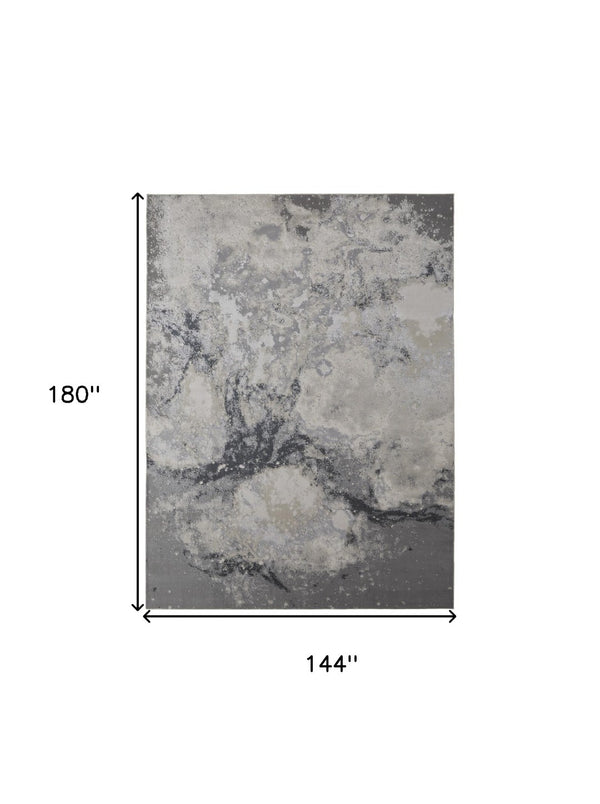 HomeRoots 4' Modern Abstract Area Rug in Ivory, Black & Gray – Durable, Stain-Resistant Design for Any Space 12' X 15' 512841