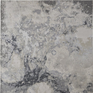 HomeRoots 4' Modern Abstract Area Rug in Ivory, Black & Gray – Durable, Stain-Resistant Design for Any Space 12' X 15' 512841