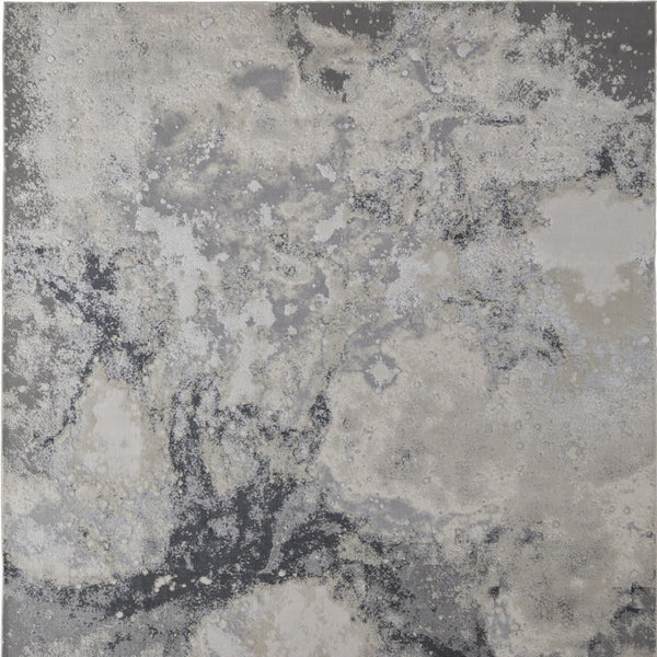 HomeRoots 4' Modern Abstract Area Rug in Ivory, Black & Gray – Durable, Stain-Resistant Design for Any Space 12' X 15' 512841