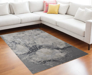 HomeRoots 4' Modern Abstract Area Rug in Ivory, Black & Gray – Durable, Stain-Resistant Design for Any Space 12' X 15' 512841
