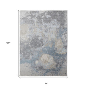 HomeRoots 4' Modern Abstract Area Rug in Ivory, Black & Gray – Durable, Stain-Resistant Design for Any Space 8' X 10' 512845