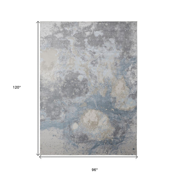 HomeRoots 4' Modern Abstract Area Rug in Ivory, Black & Gray – Durable, Stain-Resistant Design for Any Space 8' X 10' 512845