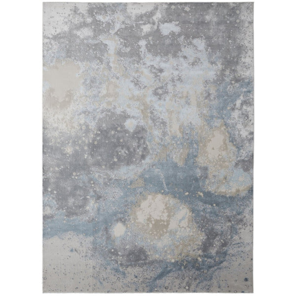 HomeRoots 4' Modern Abstract Area Rug in Ivory, Black & Gray – Durable, Stain-Resistant Design for Any Space 9' X 12' 512847
