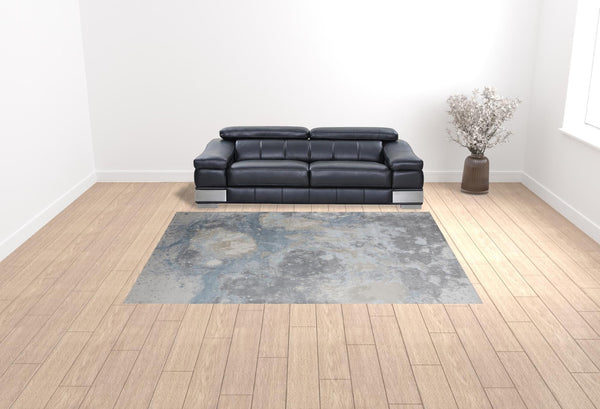 HomeRoots 4' Modern Abstract Area Rug in Ivory, Black & Gray – Durable, Stain-Resistant Design for Any Space 9' X 12' 512847