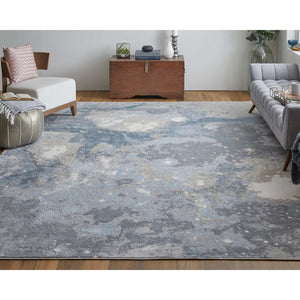 HomeRoots 4' Modern Abstract Area Rug in Ivory, Black & Gray – Durable, Stain-Resistant Design for Any Space 9' X 12' 512847