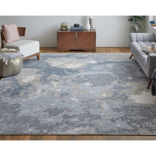 HomeRoots 4' Modern Abstract Area Rug in Ivory, Black & Gray – Durable, Stain-Resistant Design for Any Space 9' X 12' 512847