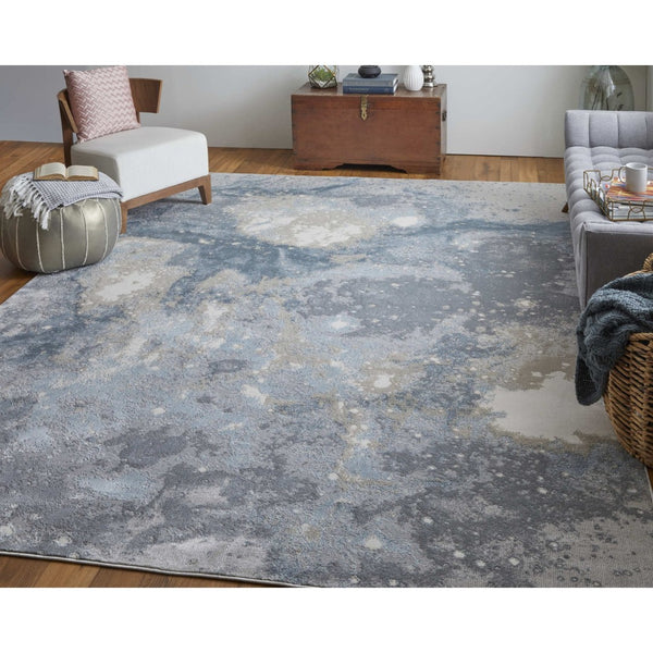 HomeRoots 4' Modern Abstract Area Rug in Ivory, Black & Gray – Durable, Stain-Resistant Design for Any Space 10' X 13' 512848