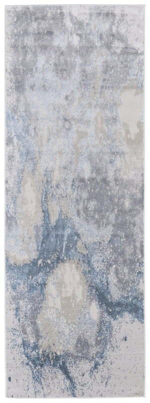 HomeRoots 4' Modern Abstract Area Rug in Ivory, Black & Gray – Durable, Stain-Resistant Design for Any Space 8' Runner 512849