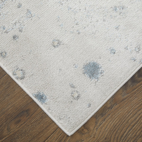 HomeRoots 4' Modern Abstract Area Rug in Ivory, Black & Gray – Durable, Stain-Resistant Design for Any Space 8' Runner 512849