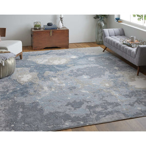HomeRoots 4' Modern Abstract Area Rug in Ivory, Black & Gray – Durable, Stain-Resistant Design for Any Space 12' X 15' 512850