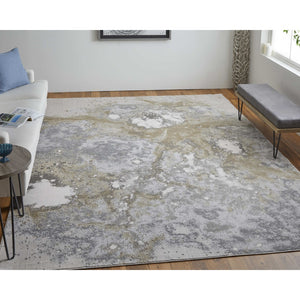 HomeRoots 4' Modern Abstract Area Rug in Ivory, Black & Gray – Durable, Stain-Resistant Design for Any Space 4' X 6' 512852