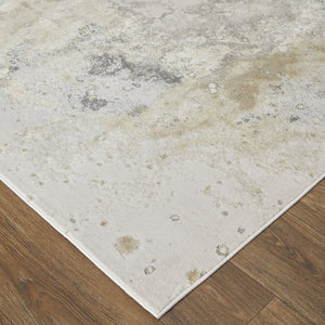 HomeRoots 4' Modern Abstract Area Rug in Ivory, Black & Gray – Durable, Stain-Resistant Design for Any Space 5' X 8' 512853