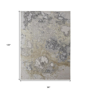 HomeRoots 4' Modern Abstract Area Rug in Ivory, Black & Gray – Durable, Stain-Resistant Design for Any Space 8' X 10' 512854