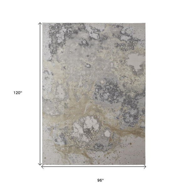 HomeRoots 4' Modern Abstract Area Rug in Ivory, Black & Gray – Durable, Stain-Resistant Design for Any Space 8' X 10' 512854