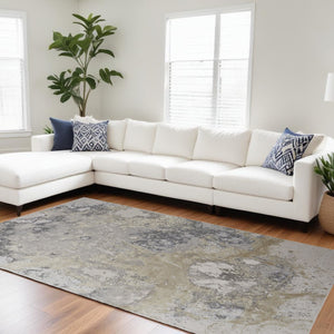 HomeRoots 4' Modern Abstract Area Rug in Ivory, Black & Gray – Durable, Stain-Resistant Design for Any Space 8' X 10' 512854