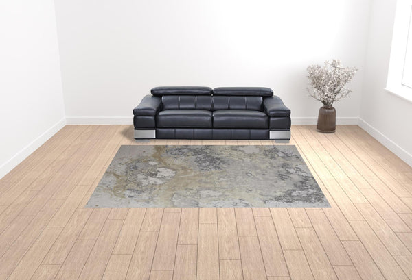 HomeRoots 4' Modern Abstract Area Rug in Ivory, Black & Gray – Durable, Stain-Resistant Design for Any Space 9' X 12' 512856