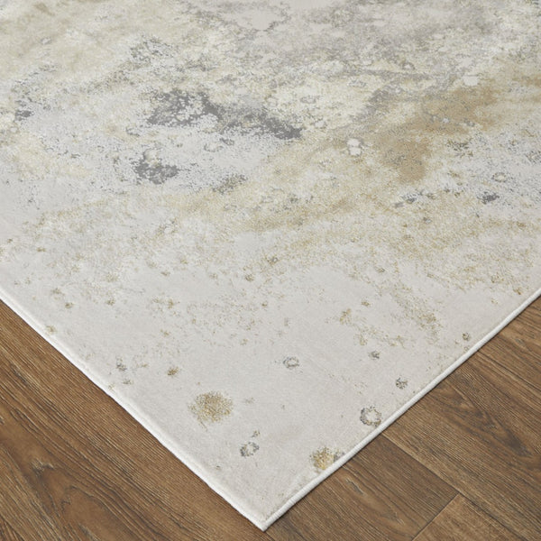 HomeRoots 4' Modern Abstract Area Rug in Ivory, Black & Gray – Durable, Stain-Resistant Design for Any Space 9' X 12' 512856