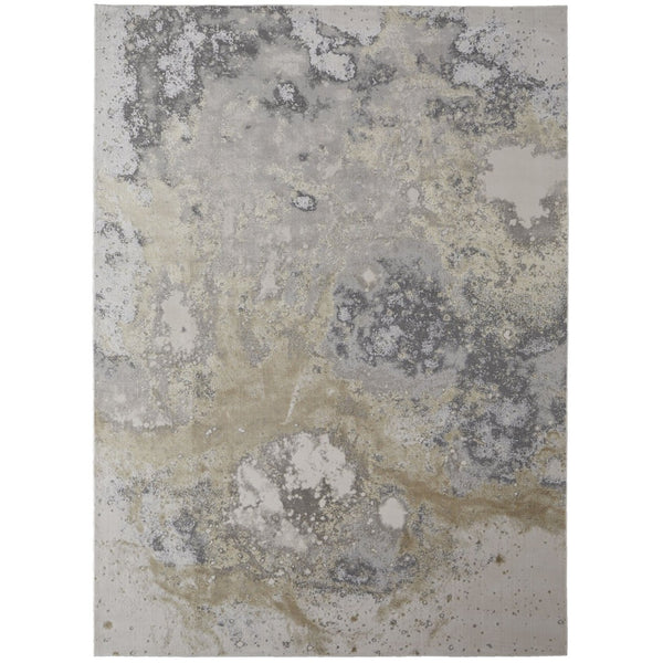 HomeRoots 4' Modern Abstract Area Rug in Ivory, Black & Gray – Durable, Stain-Resistant Design for Any Space 10' X 13' 512857