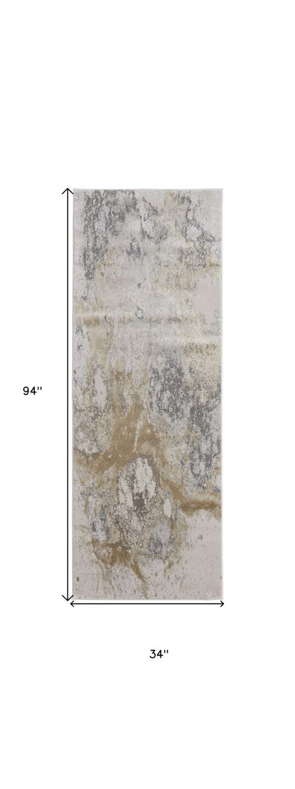 HomeRoots 4' Modern Abstract Area Rug in Ivory, Black & Gray – Durable, Stain-Resistant Design for Any Space 8' Runner 512858