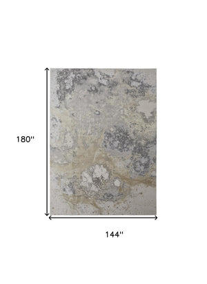 HomeRoots 4' Modern Abstract Area Rug in Ivory, Black & Gray – Durable, Stain-Resistant Design for Any Space 12' X 15' 512859