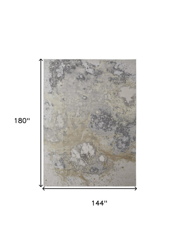 HomeRoots 4' Modern Abstract Area Rug in Ivory, Black & Gray – Durable, Stain-Resistant Design for Any Space 12' X 15' 512859