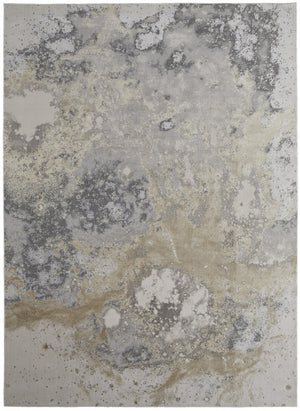 HomeRoots 4' Modern Abstract Area Rug in Ivory, Black & Gray – Durable, Stain-Resistant Design for Any Space 12' X 15' 512859