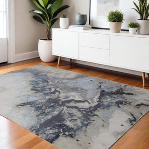 HomeRoots 4' Stylish Ivory, Black & Gray Abstract Area Rug – Durable, Stain-Resistant Design for Modern Homes 4' X 6' 512861