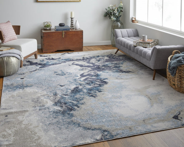 HomeRoots 4' Stylish Ivory, Black & Gray Abstract Area Rug – Durable, Stain-Resistant Design for Modern Homes 5' X 8' 512862
