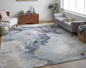 HomeRoots 4' Stylish Ivory, Black & Gray Abstract Area Rug – Durable, Stain-Resistant Design for Modern Homes 9' X 12' 512865