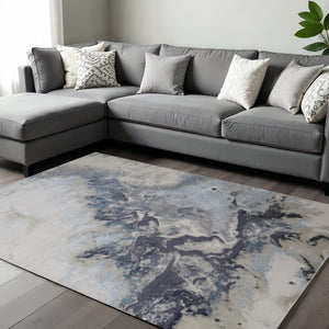 HomeRoots 4' Stylish Ivory, Black & Gray Abstract Area Rug – Durable, Stain-Resistant Design for Modern Homes 10' X 13' 512866