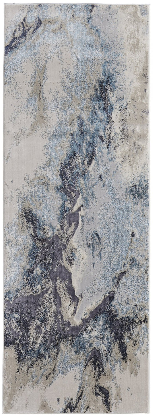HomeRoots 4' Stylish Ivory, Black & Gray Abstract Area Rug – Durable, Stain-Resistant Design for Modern Homes 8' Runner 512867