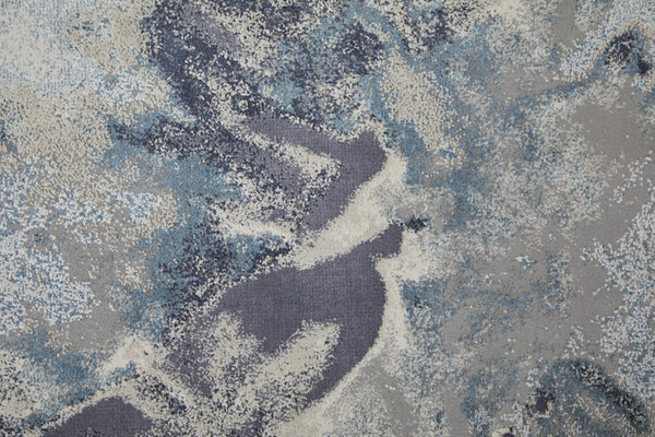HomeRoots 4' Stylish Ivory, Black & Gray Abstract Area Rug – Durable, Stain-Resistant Design for Modern Homes 8' Runner 512867