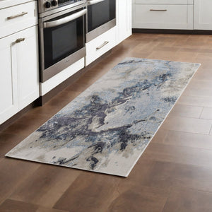 HomeRoots 4' Stylish Ivory, Black & Gray Abstract Area Rug – Durable, Stain-Resistant Design for Modern Homes 8' Runner 512867