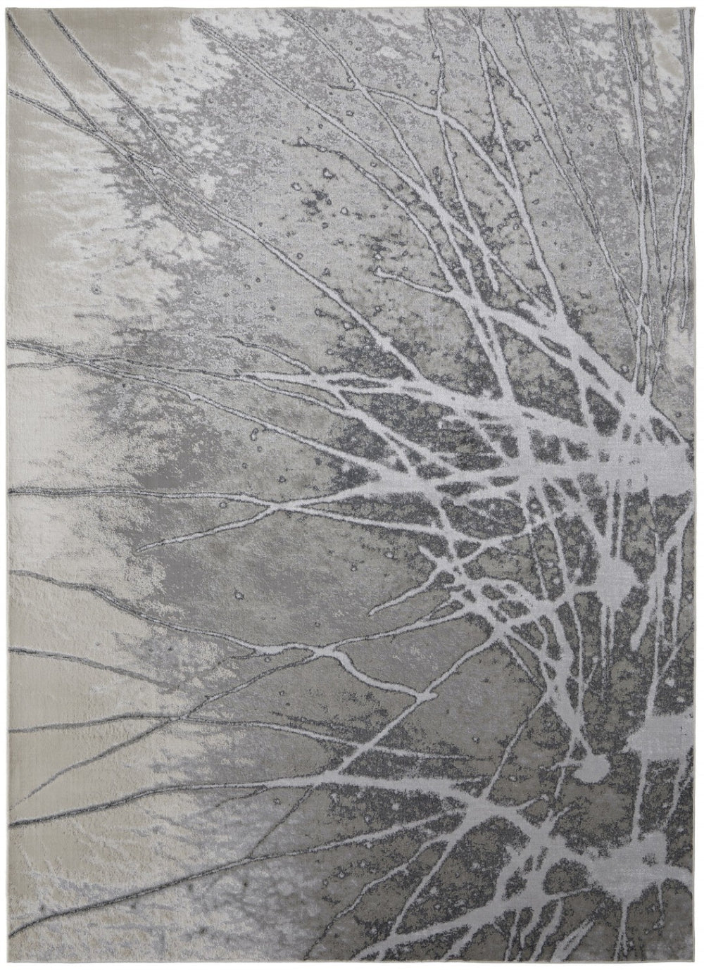 HomeRoots 4' Gray and Ivory Abstract Area Rug - Modern Power Loomed Design with Non-Skid Backing for Safety 7' X 10' 512873