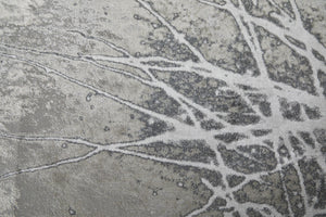 HomeRoots 4' Gray and Ivory Abstract Area Rug - Modern Power Loomed Design with Non-Skid Backing for Safety 8' Runner 512876